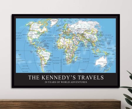 Personalised Travel map Framed Wall Picture