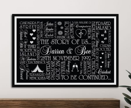 The Story of Us custom personalised art gift ready to hang canvas