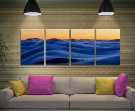 Four panel dreamscape abstract landscape canvas