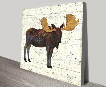 Framed artwork of Golden Nature I moose in autumn light