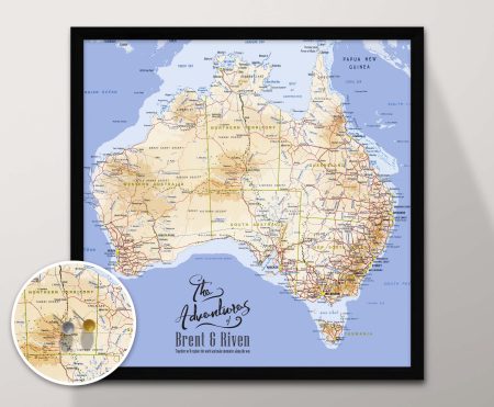 Ready to Hang Australia Topographical Pinboard Travel Map