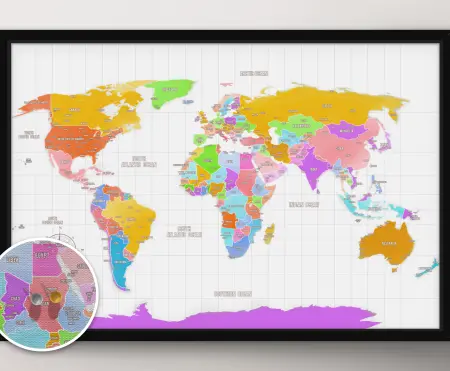 Multicoloured Push Pin Map Personalised Travel Map Gift Ideas