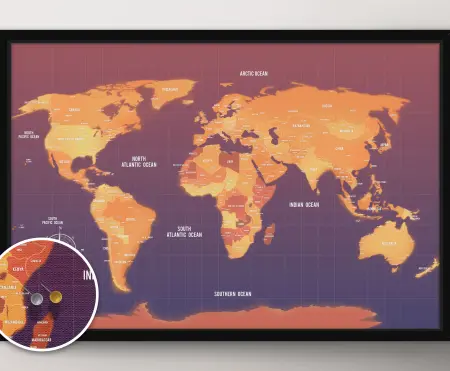 Customised World Travel Map Framed Wall Art