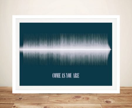 Come As You Are Nirvana soundwave framed wall art, grunge era track waveform