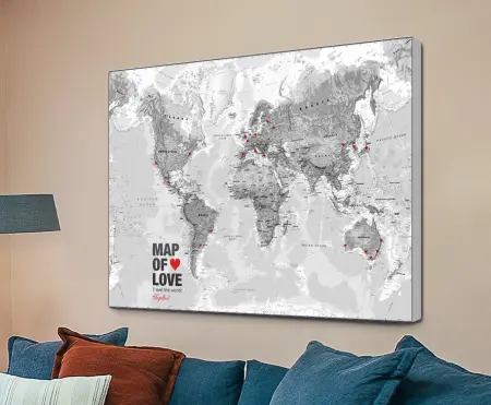 Personalised Push Pin Atlantis Map in Black