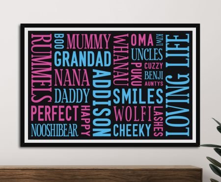 Loving Life personalised framed art with uplifting warm typography