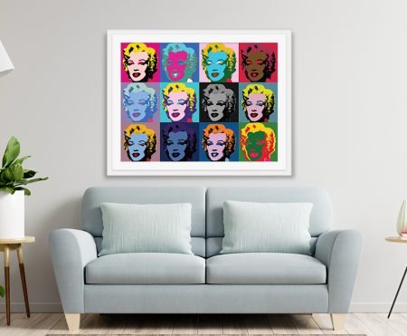 Andy Warhol's pop-art Marilyn Monroe with the actress's face in bold saturated colour