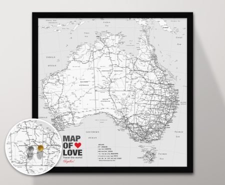 Australia Detailed Map Black and White Wall Decor