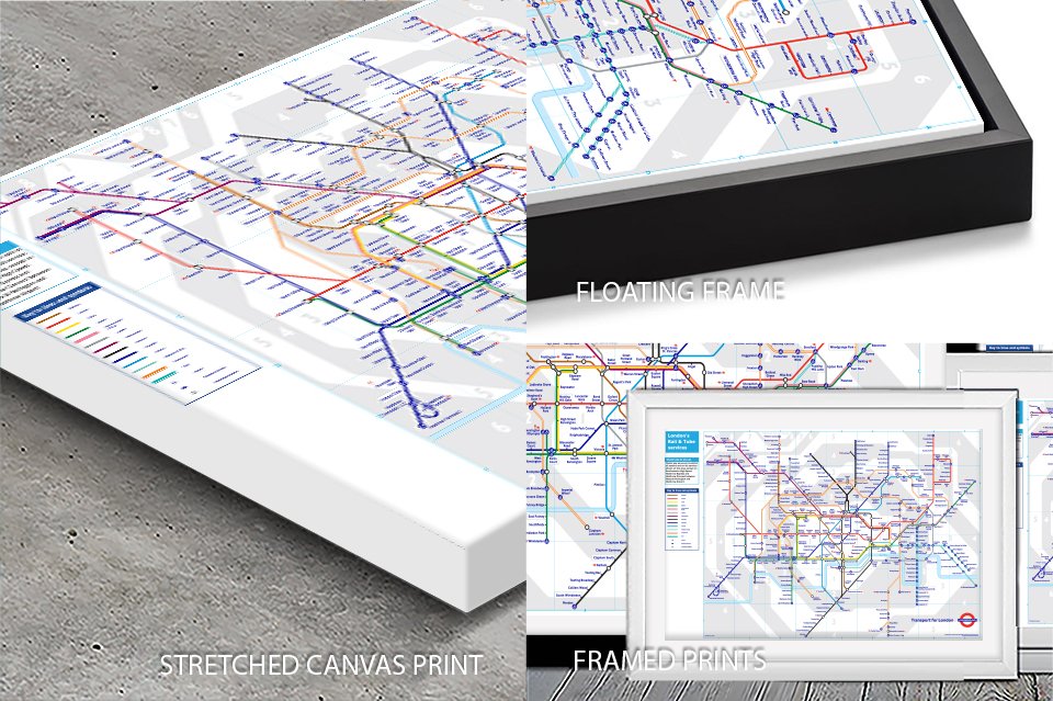 Paper Tube Map Buy London Underground Map Framed Art | Canvas Prints Perth