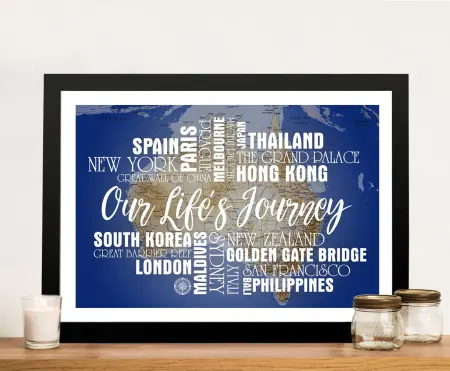 Customisable Blue Australia Push Pin Travel Map