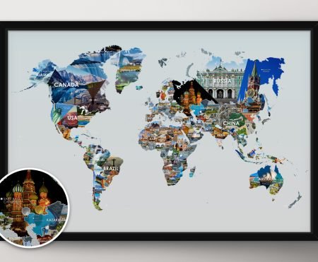 Bucketlist World Map Framed Wall Art with Pins