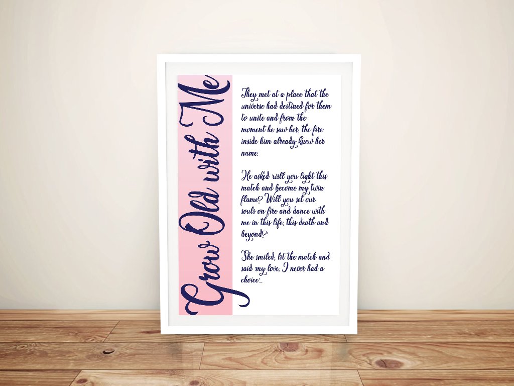 Grow Old With Me custom word art in elegant lettering on soft neutral tones