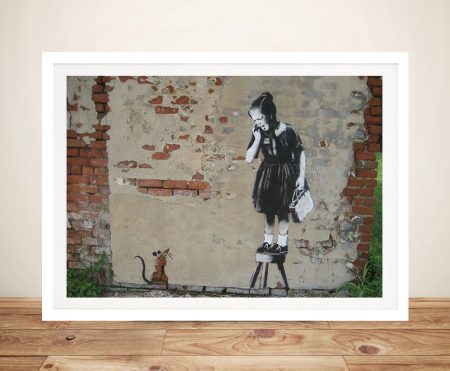 Rat Girl by Banksy, bold stencil in muted tones for a WA lounge