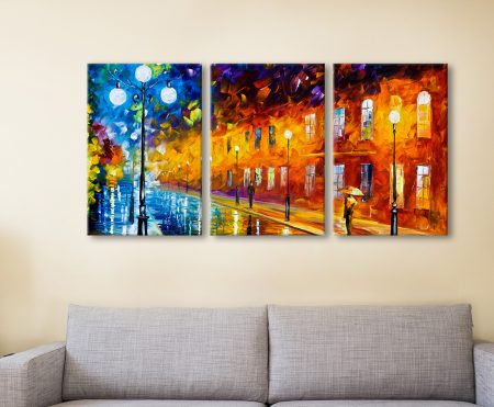 Buy Blue Lights 3-Piece Canvas Artwork