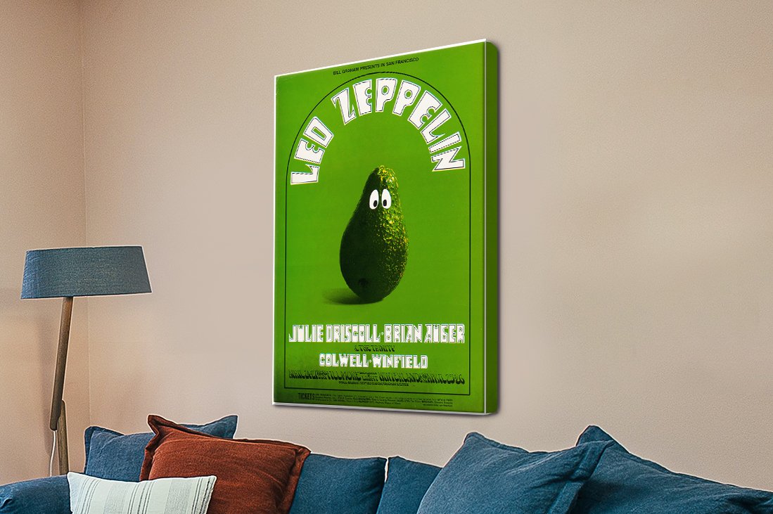 Psychedelic Bill Graham concert poster for Led Zeppelin with swirling sixties typography