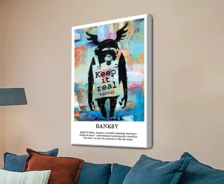 Banksy Keep It Real composition blending signature stencil motifs
