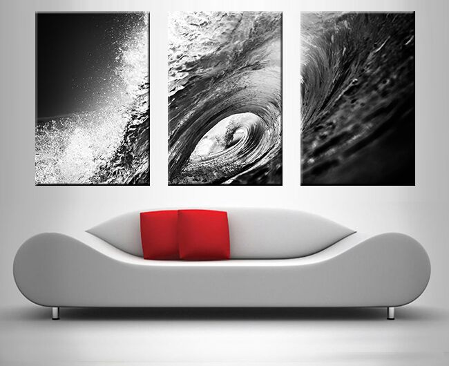 The Hook surfscape triptych, vivid sea blues for a WA space