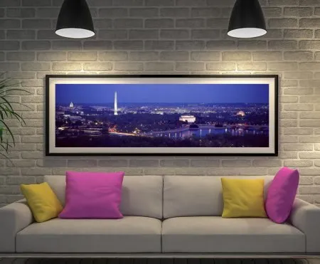 Framed Washington DC skyline panorama, landmark view for a WA room