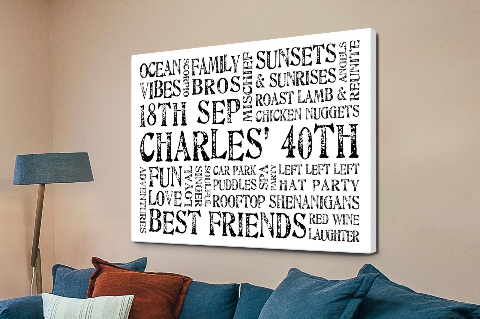 Dr Seuss typographic canvas with a whimsical quote in bright type