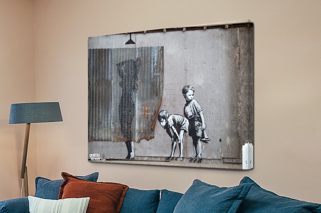 Banksy Innocent Kids stencil of children at play