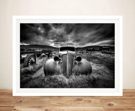 Framed print of Scrap Heap Wonder, characterful vintage car scene