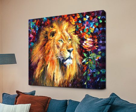 Lion of Zion by Leonid Afremov with a colourful palette-knife mane