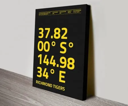 Canvas of Richmond Tigers AFL coordinates art, yellow and black design