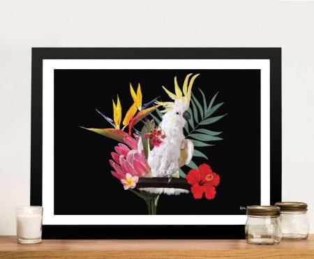 Framed print of Botanical Reef, lush leaves and delicate blooms