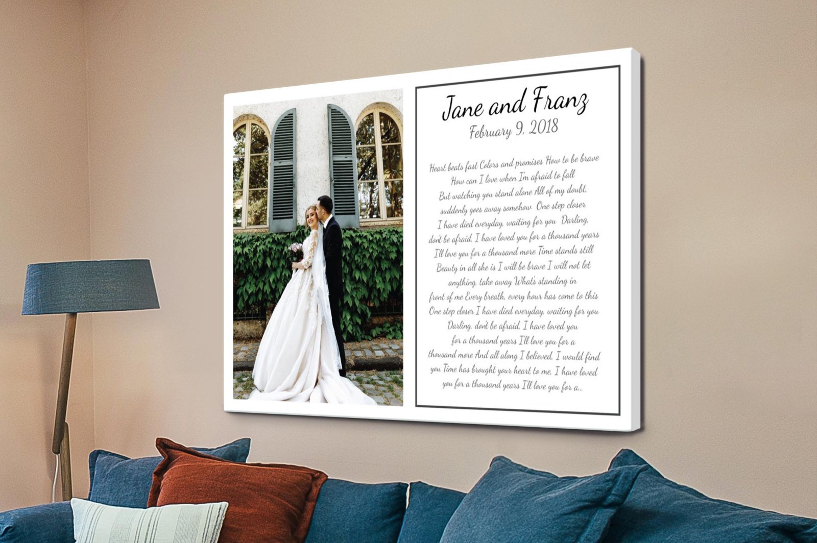 Waiting for You personalised wedding art with elegant custom detail
