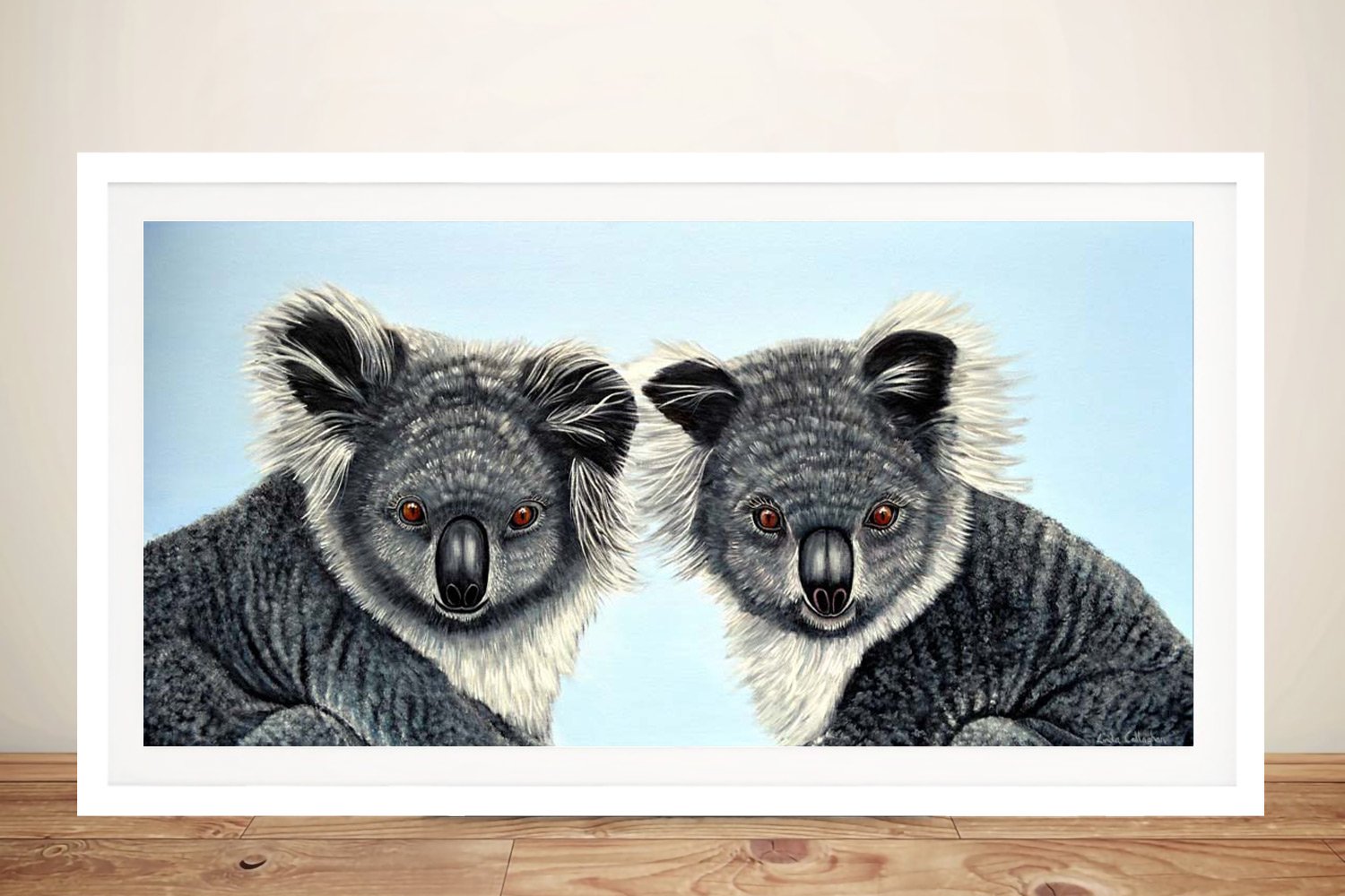 Framed print of cute koalas, warm soft Australian wildlife tones