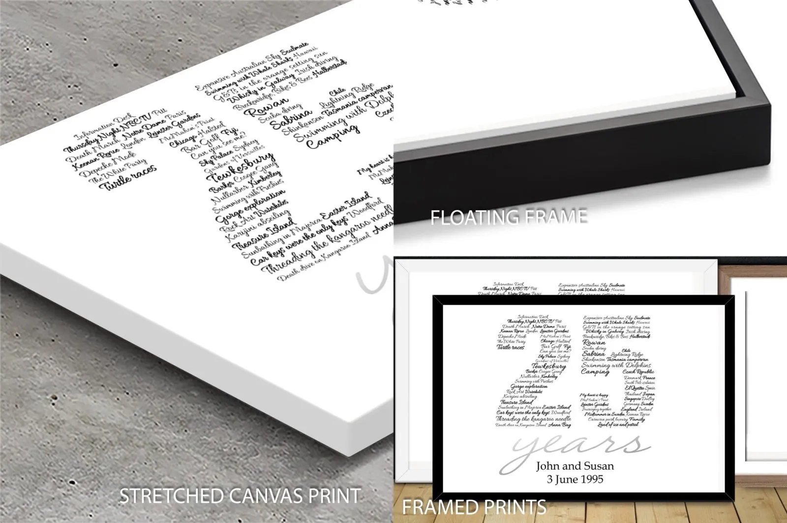 Italic Numbers personalised print with graceful custom numerals