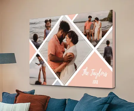 Diamond-arranged personalised photo collage on canvas
