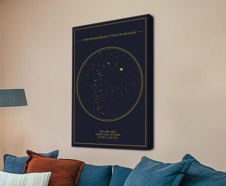 I Do wedding star map canvas print charting constellations on a wedding night
