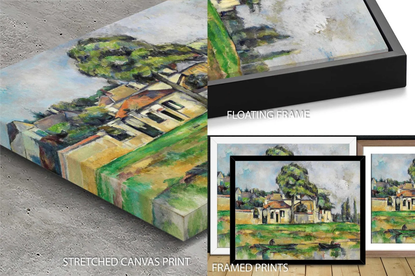Cezanne Banks of the Marne, structured greens and soft blues of a still French riverside