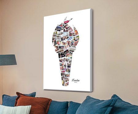 Personalised torch-shaped photo collage canvas built from your own cherished snapshots