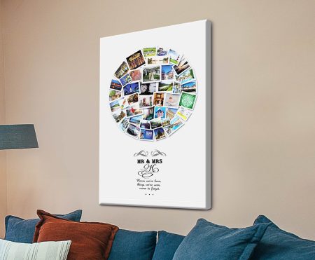 Custom circular photo collage on canvas