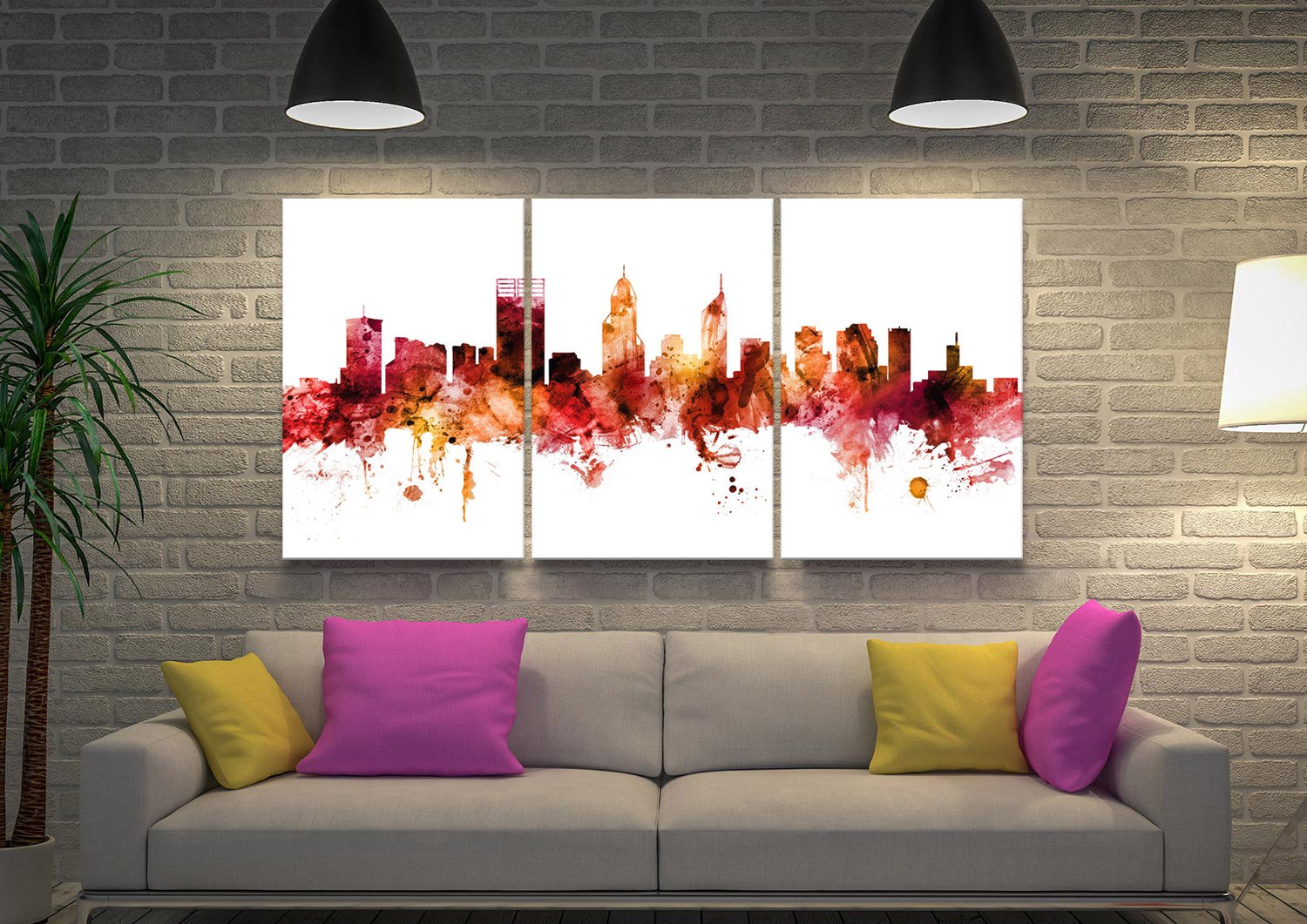 Perth-Australia-Skyline-3-Panel-Artwork Perth Australia Skyline 3 Panel Artwork
