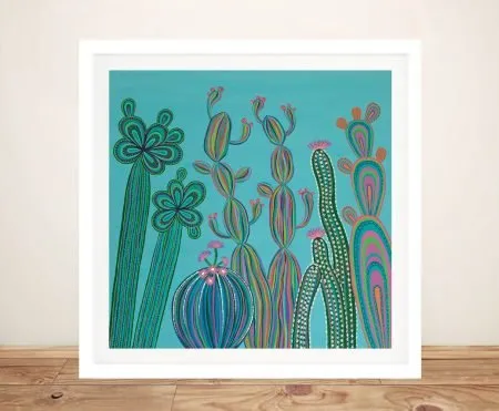 Framed print of Cactus Party No. 3 by Lisa Frances Judd, bright tones for a bright room