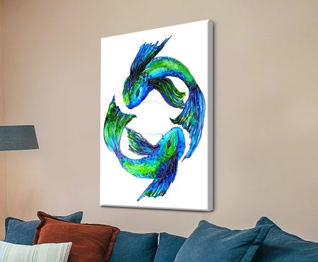 Koi Fish by Linda Callaghan - abstract canvas print, a minimal contemporary abstract piece in canvas form