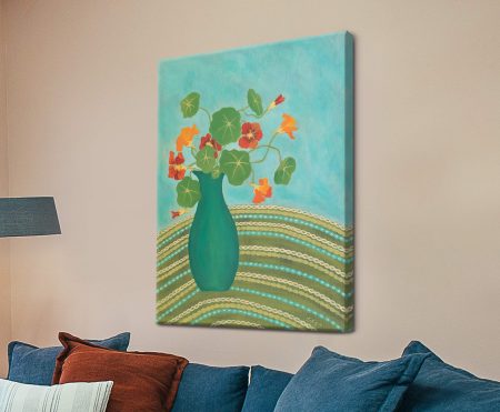 Nannas Nasturtiums on canvas - striking, contemporary abstract and hand-stretched