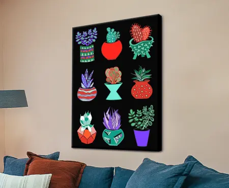 modern geometric piece - Succulent Mad No.3, printed as a contemporary canvas