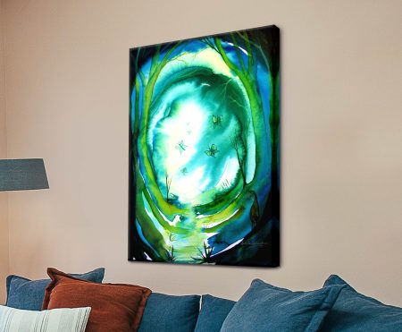 contemporary modern abstract - Where Butterflies Play, printed as a contemporary canvas