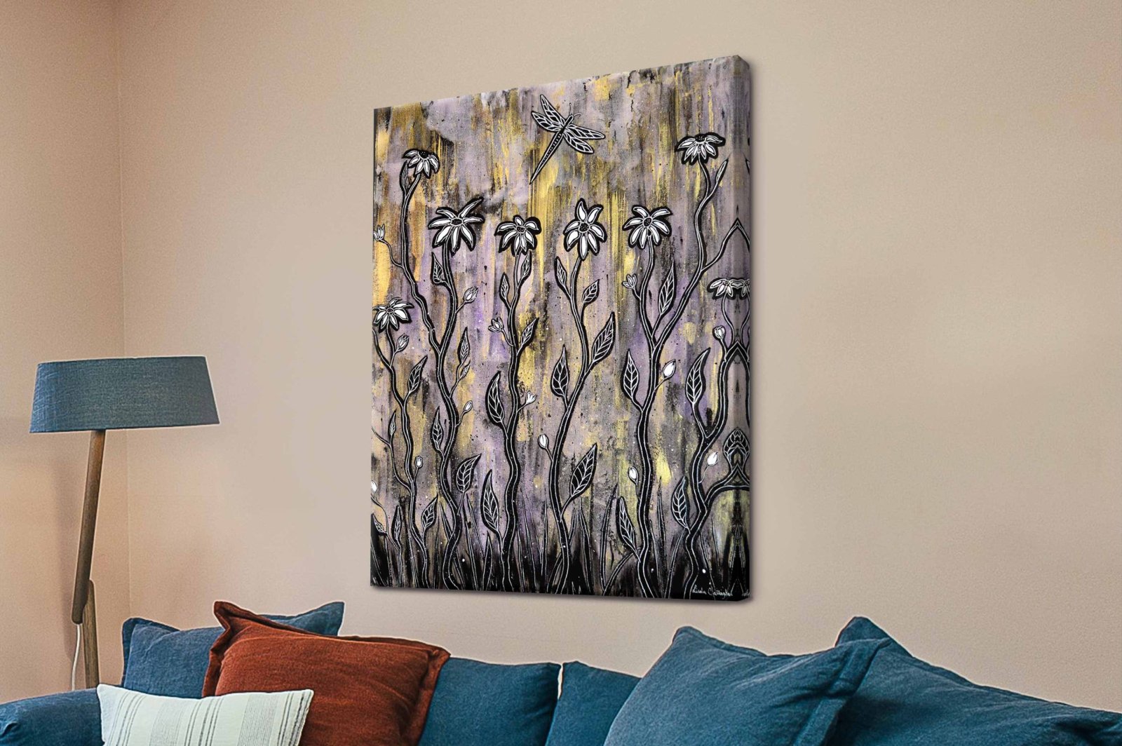 Wings of Hope art, soft uplifting palette of delicate blooms and drifting petals
