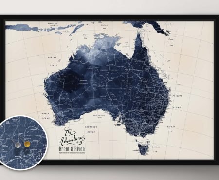 Australia detailed map in cool blue tones with regional detail