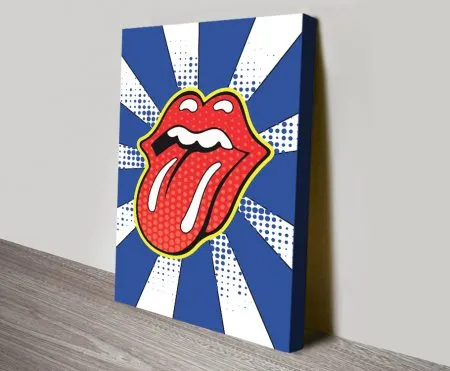 Blue and white pop art print in Lichtenstein-style comic colour