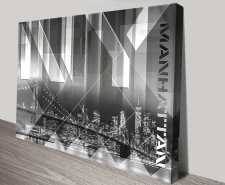 Brooklyn Bridge Skyline canvas in bold monochrome tones for a striking city wall