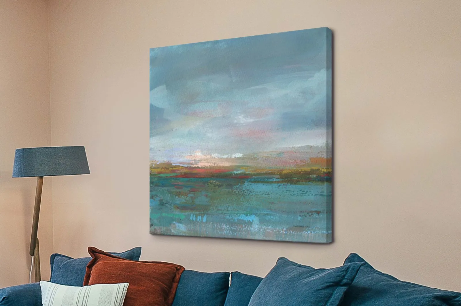 Canvas print of a contemporary open water sunrise, calm luminous mood for a Perth living room