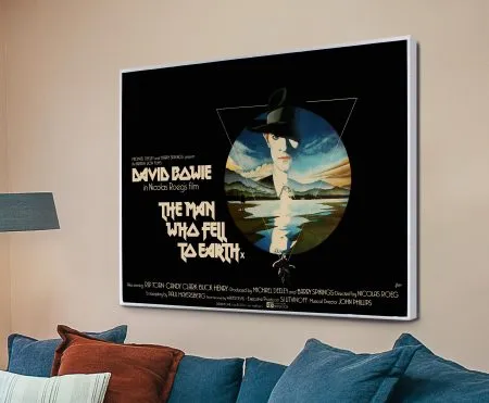 The Man Who Fell to Earth poster with surreal sci-fi styling