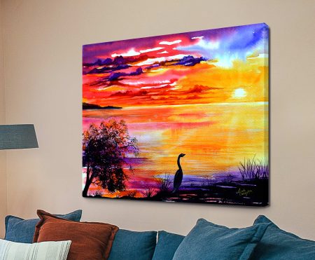 Colours of Sunset print, glowing amber and rose hues melting across an evening sky