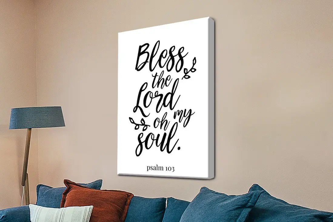 Bless the Lord black and white spiritual typography print